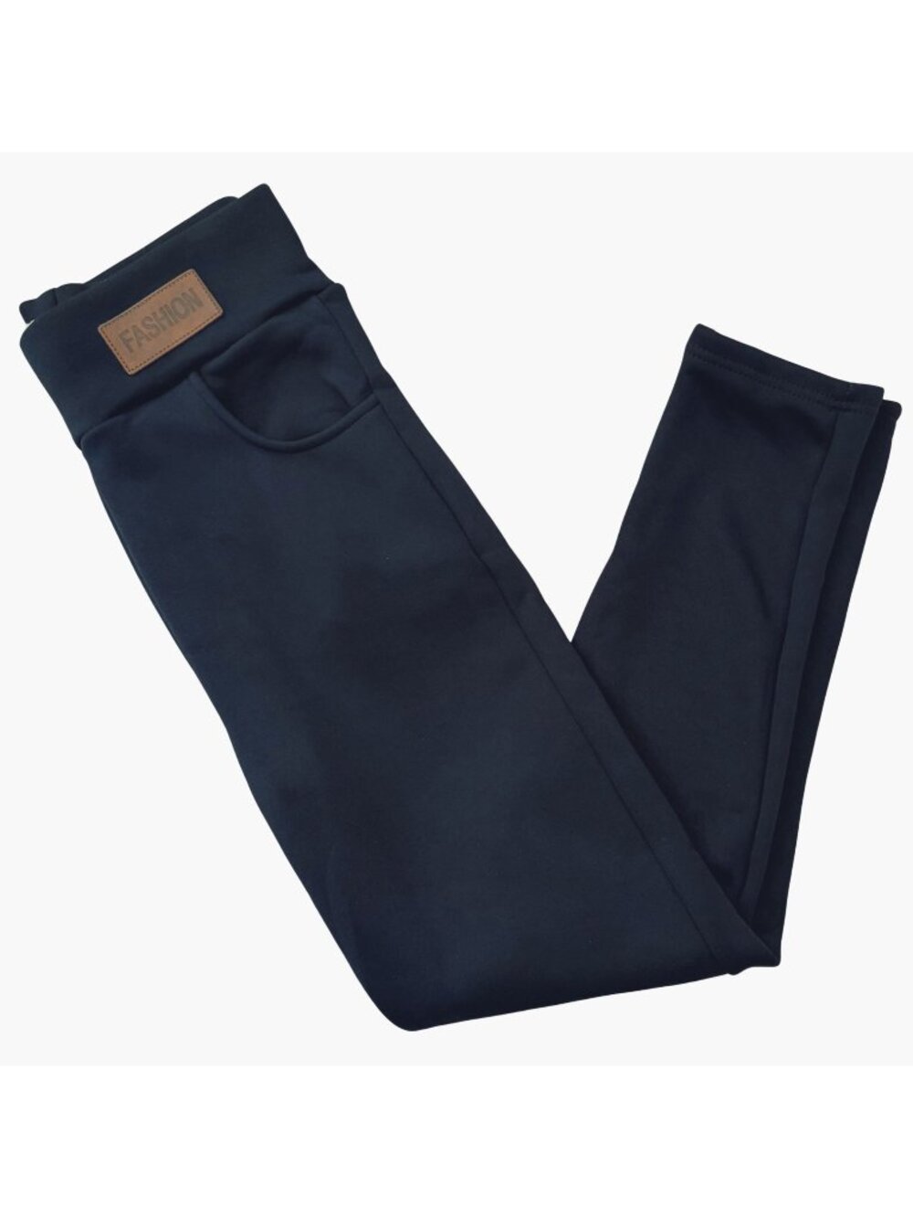 Fleece Lined Leggings Size Large Navy Blue High Rise with Pockets Winter Warm